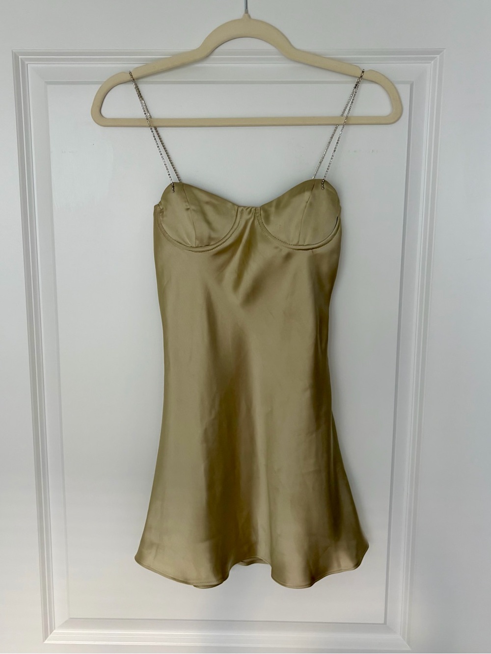 ✨NEW✨ Green Silky Satin Slip Dress with Chain Straps